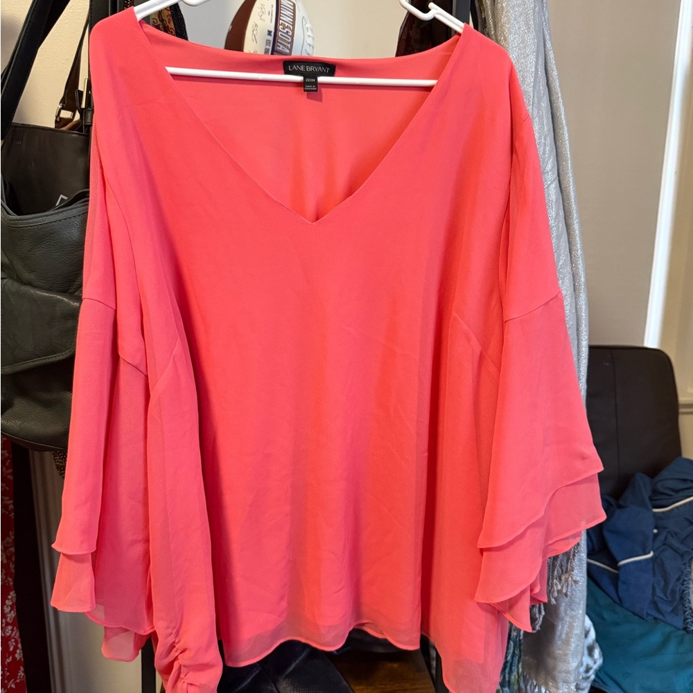 Lane Bryant Women's Coral V-Neck Blouse
